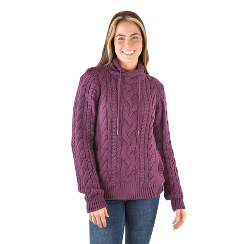 Thomas Cook Womens Cable Wrap Collar Knit Jumper (T3W2553082) Plum [SD]