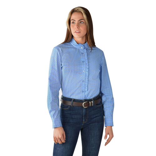 Thomas Cook Womens Liv Ruffle Collar Stretch L/S Shirt (T3W2133144) Powder Blue 16 [SD]