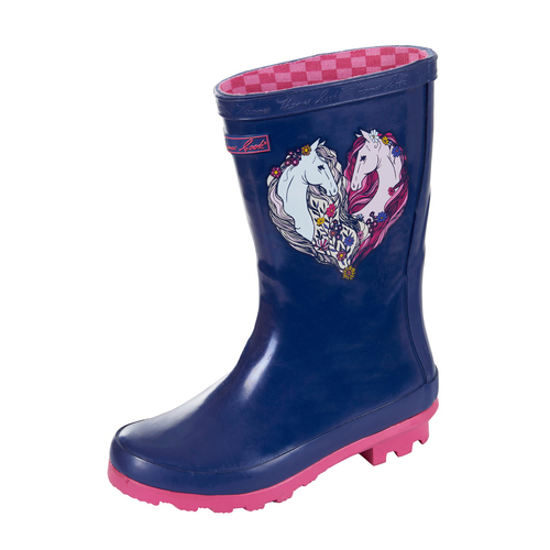 Thomas Cook Childrens Horse Heart Gumboots (T4W78107) Blue/Pink J10