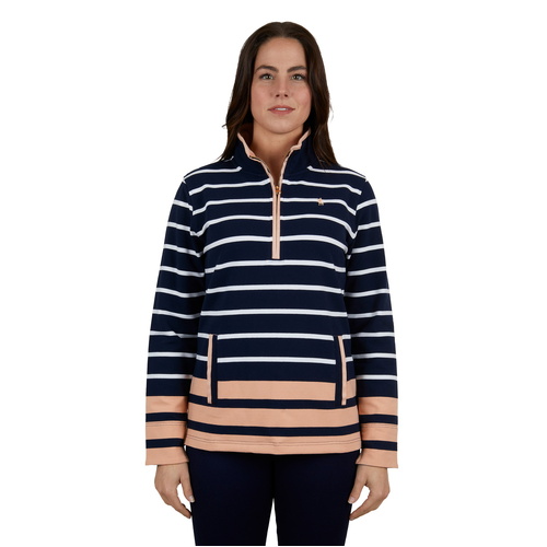 Thomas Cook Womens Andorra 1/4 Zip Rugby (T4W2527097) Navy/Tan/White 8