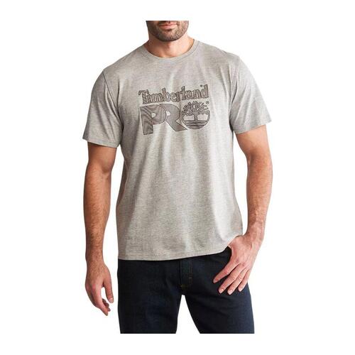 Timberland Pro Mens Cotton Core Texture Logo Graphic Tee (A55OB) Grey Marl S [SD]