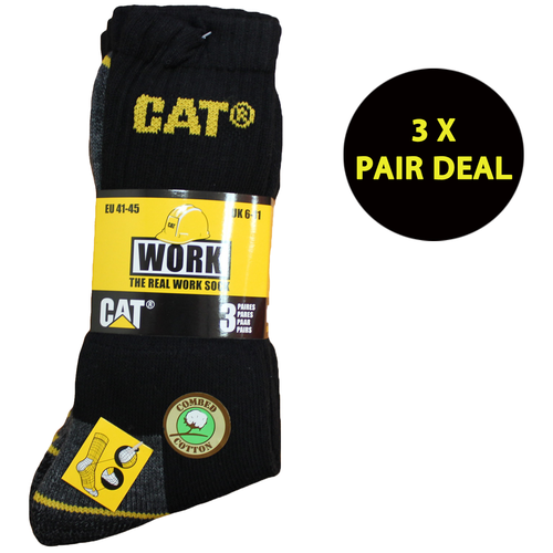CAT Essential Work Socks 3 Pack (SCK214) Black M