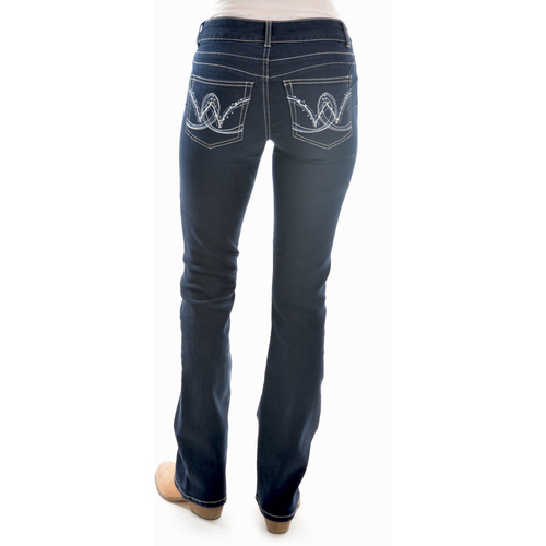 Wrangler Womens Q-Baby Ultimate Riding Jeans (WRQ20NR32) Dark Blue