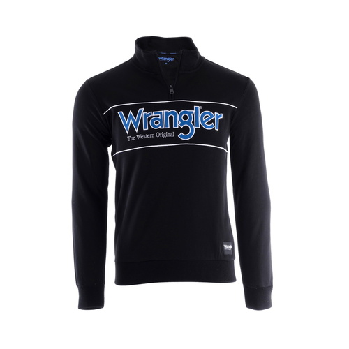 Wrangler Mens Ryder Logo 1/4 Zip Pullover (XCP1573972) Black M [SD]