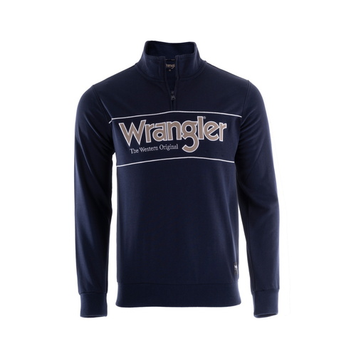 Wrangler Mens Ryder Logo 1/4 Zip Pullover (XCP1573972) Navy L [SD]