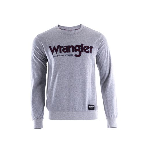 Wrangler Mens Ryder Logo Crew (XCP1562972) Grey Marle S [SD]