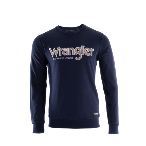 Wrangler Mens Ryder Logo Crew (XCP1562972) Navy S [SD]