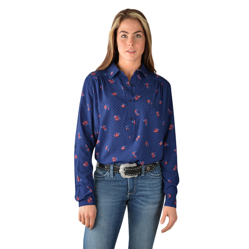 Wrangler Womens Madden Print L/S Shirt (X3W2133962) Navy/Multi [SD]