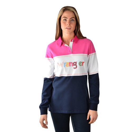 Wrangler Womens Sunset Rugby (X3W2577939) Navy/White/Pink 10 [SD]