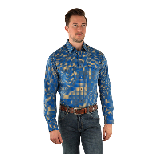 Wrangler Mens Patrick Print Western L/S Shirt (X3W1111906) Black/Tan S [SD]