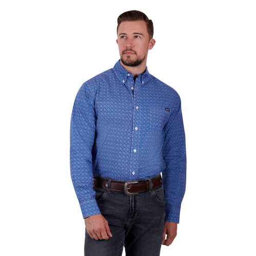 Wrangler Mens Declan L/S Shirt (X3S1115981) Blue/Red S [SD]