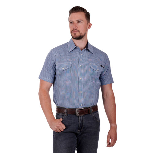 Wrangler Mens Graham S/S Shirt (X3S1117979) Blue/White M [SD]