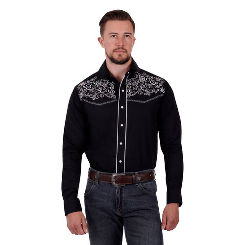 Wrangler Mens Campbell L/S Shirt (X3S1113985) Black 3XL [SD]