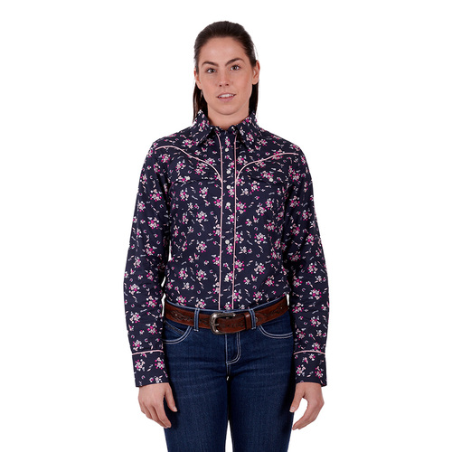 Wrangler Womens Norah L/S Shirt (X3S2127555) Navy/Pink