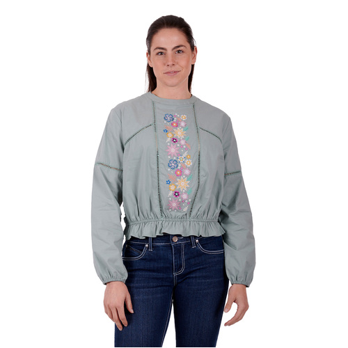 Wrangler Womens Ryleigh L/S Blouse (X3S2506594) Lily Pad 8 [SD]