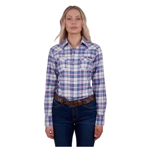 Wrangler Womens Lucy L/S Western Shirt (X4W2127053) Blue/Pink 8