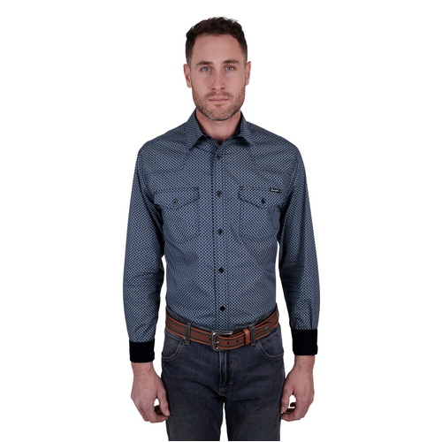Wrangler Mens Isaac L/S Shirt (X4W1111010) Black/Blue S