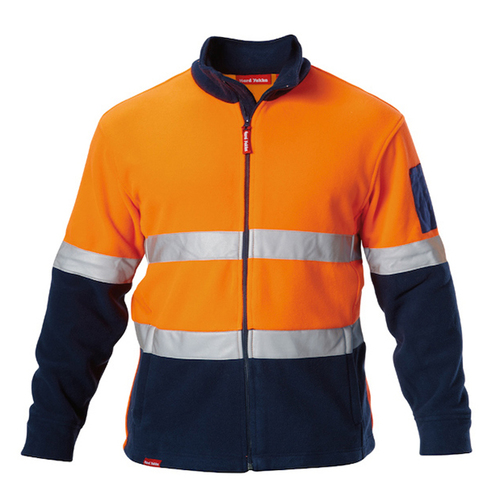 Hard Yakka Mens Hi Vis Two Tone Brushed Fleece Jacket With Tape (Y06755) Orange/Navy