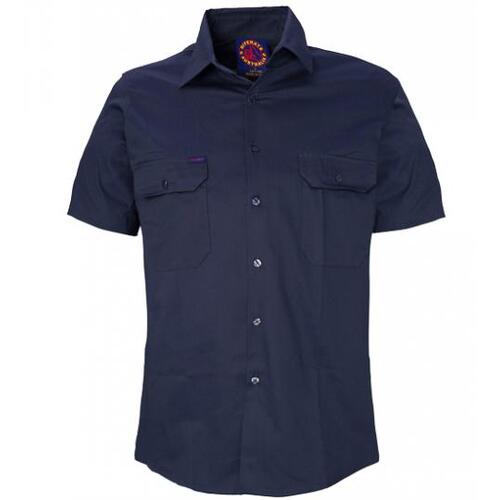 Ritemate Mens Open Front Heavy Weight S/S Work Shirt (RM1000S) Navy XS