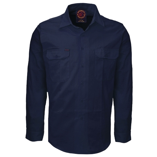 Ritemate Mens Open Front Heavy Weight L/S Work Shirt (RM1000) Navy XS