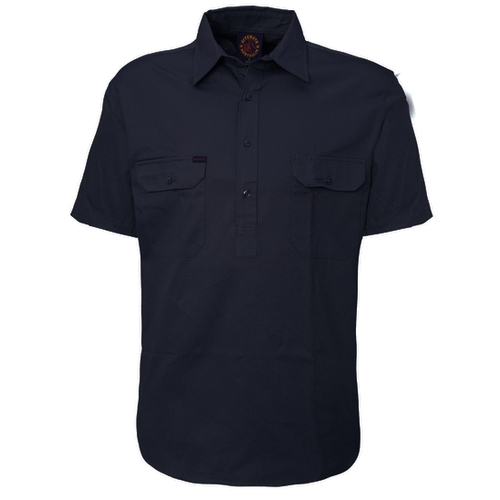Ritemate Mens Closed Front Heavy Weight S/S Work Shirt (RM100CFS) Navy XS