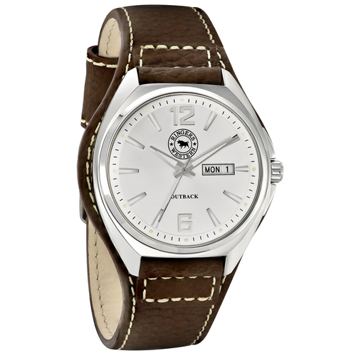 Ringers Western Mens Leather Band Watch (RW-WW01SWT) Silver/White [SD]
