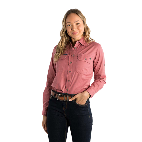 Ringers Western Womens Pentecost River Full Button L/S Work Shirt (171210001) Dusty Rose 8 [GD]