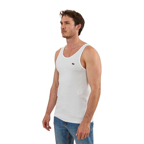 Ringers Western Mens Outback Ribbed Singlet (122116RW) White S [GD]