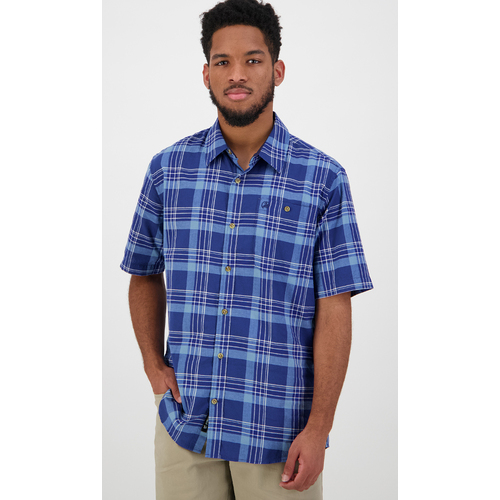 Swanndri Mens Oak Bluffs S/S Shirt (SS212232M) Blue/Aqua S [SD]