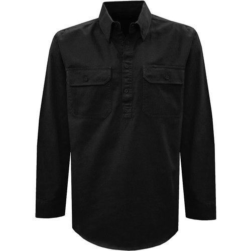 Thomas Cook Heavy Drill 1/2 Button L/S Shirt (TCP1120163) Black XS