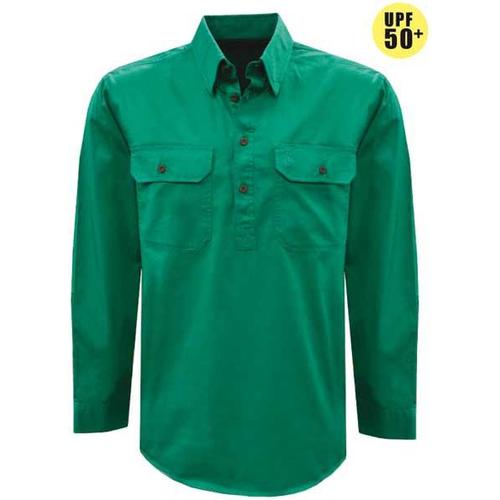 Thomas Cook Heavy Drill 1/2 Button L/S Shirt (TCP1120163) Bright Green XXS