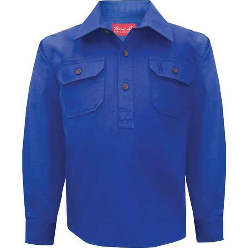 Thomas Cook Childrens Heavy Drill 1/2 Button L/S Shirt (TCP7100163) Cobalt 2