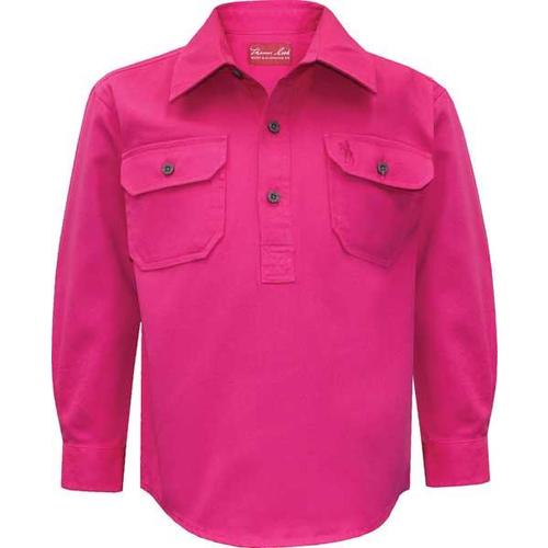 Thomas Cook Childrens Heavy Drill 1/2 Button L/S Shirt (TCP7100163) Hot Pink 4