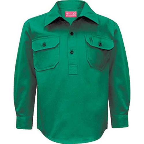Thomas Cook Childrens Heavy Drill 1/2 Button L/S Shirt (TCP7100163) Bright Green 6