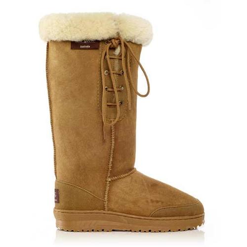Wild Goose Premium Lace Up Long Sheepskin Ugg Boots (UB-532) Chestnut 14M/16W