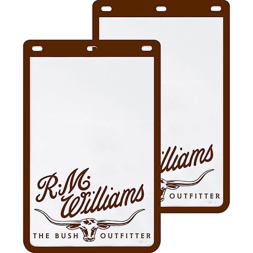 R.M.Williams Heavy Duty Ute Mud Flaps (MDRMW) White/Brown 24cm x 36cm