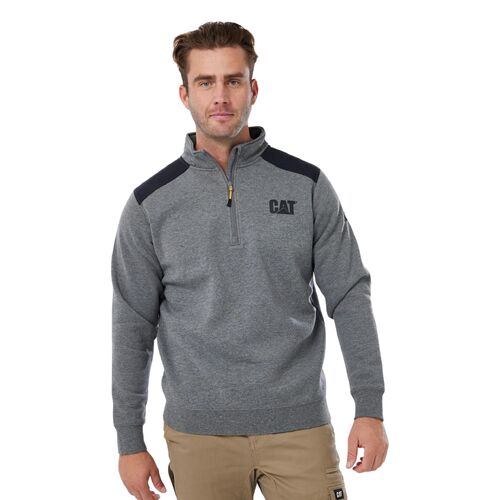 CAT Mens Essential 1/4 Zip Sweatshirt (1050021) Dark Heather Grey S