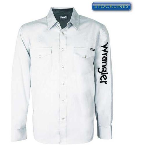 Wrangler Mens Logo Rodeo L/S Drill Shirt (XCP1116020) White S
