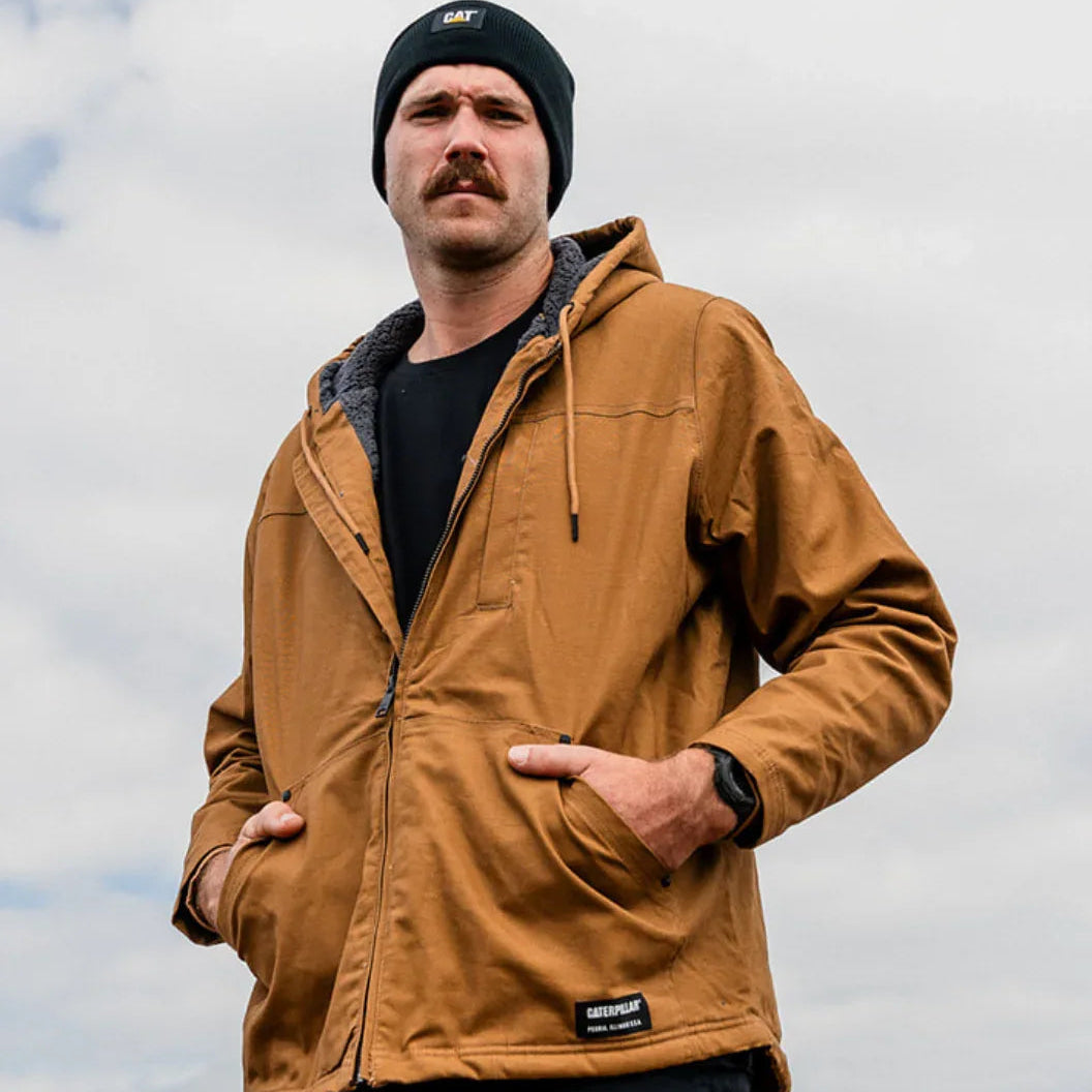 CAT Mens Hooded Sherpa Lined Jacket (1040041.11768) Bronze