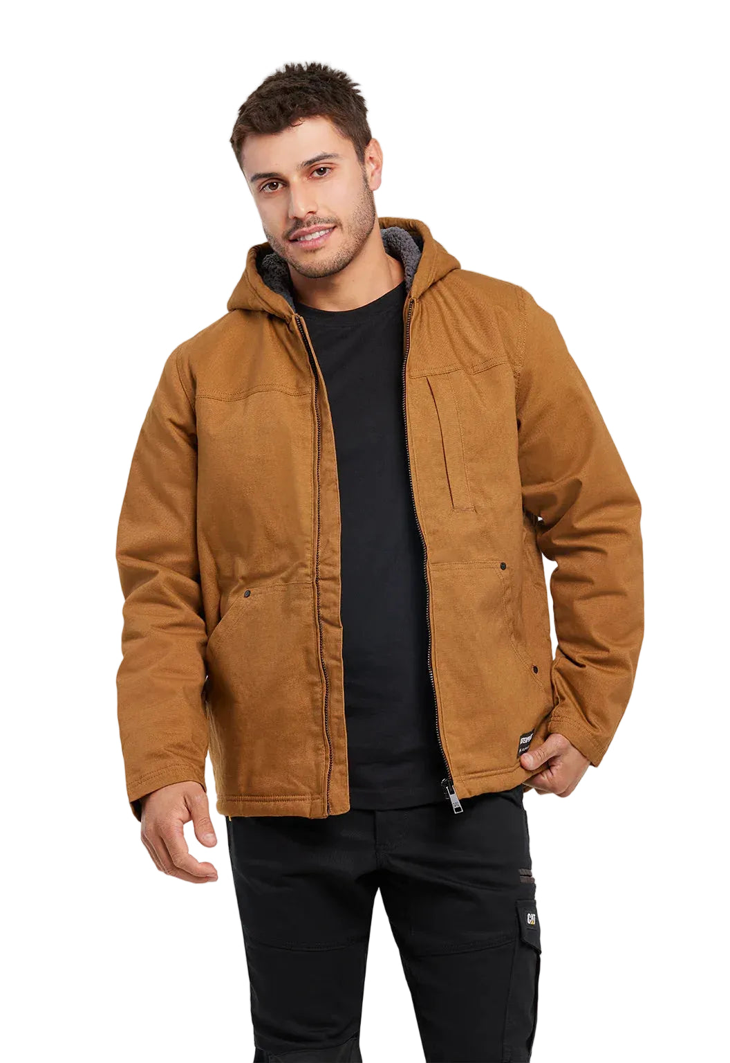 CAT Mens Hooded Sherpa Lined Jacket (1040041.11768) Bronze