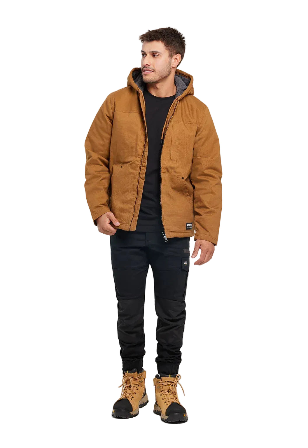 CAT Mens Hooded Sherpa Lined Jacket (1040041.11768) Bronze