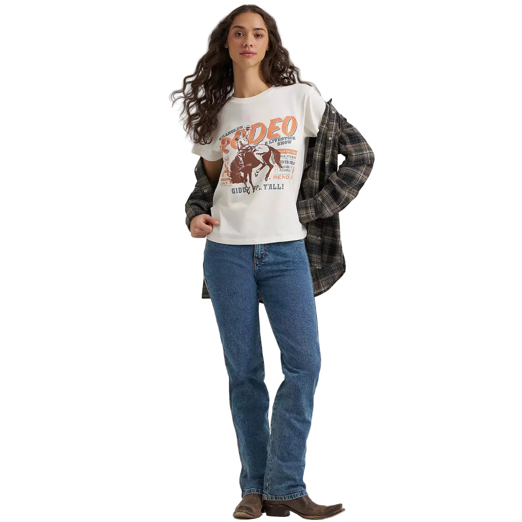 Wrangler Womens Giddy Up Retro Regular Fit S/S Tee (112379666) Egret