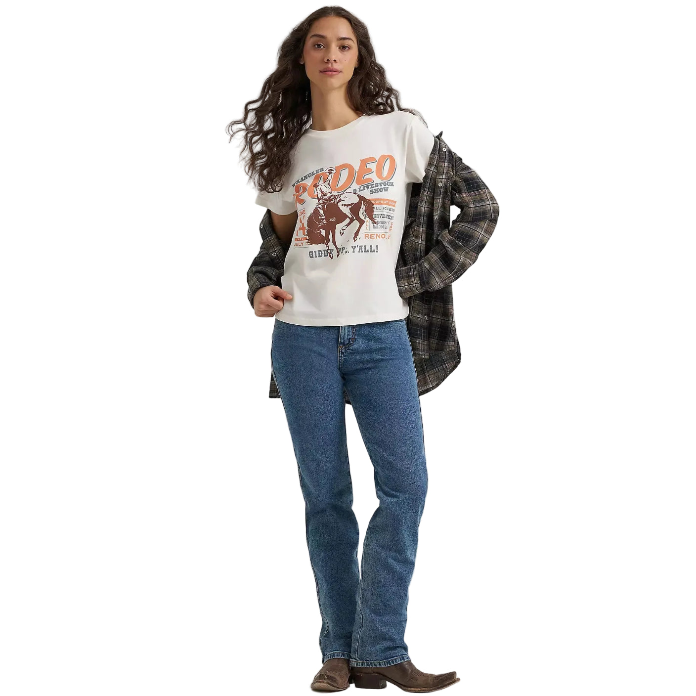 Wrangler Womens Giddy Up Retro Regular Fit S/S Tee (112379666) Egret