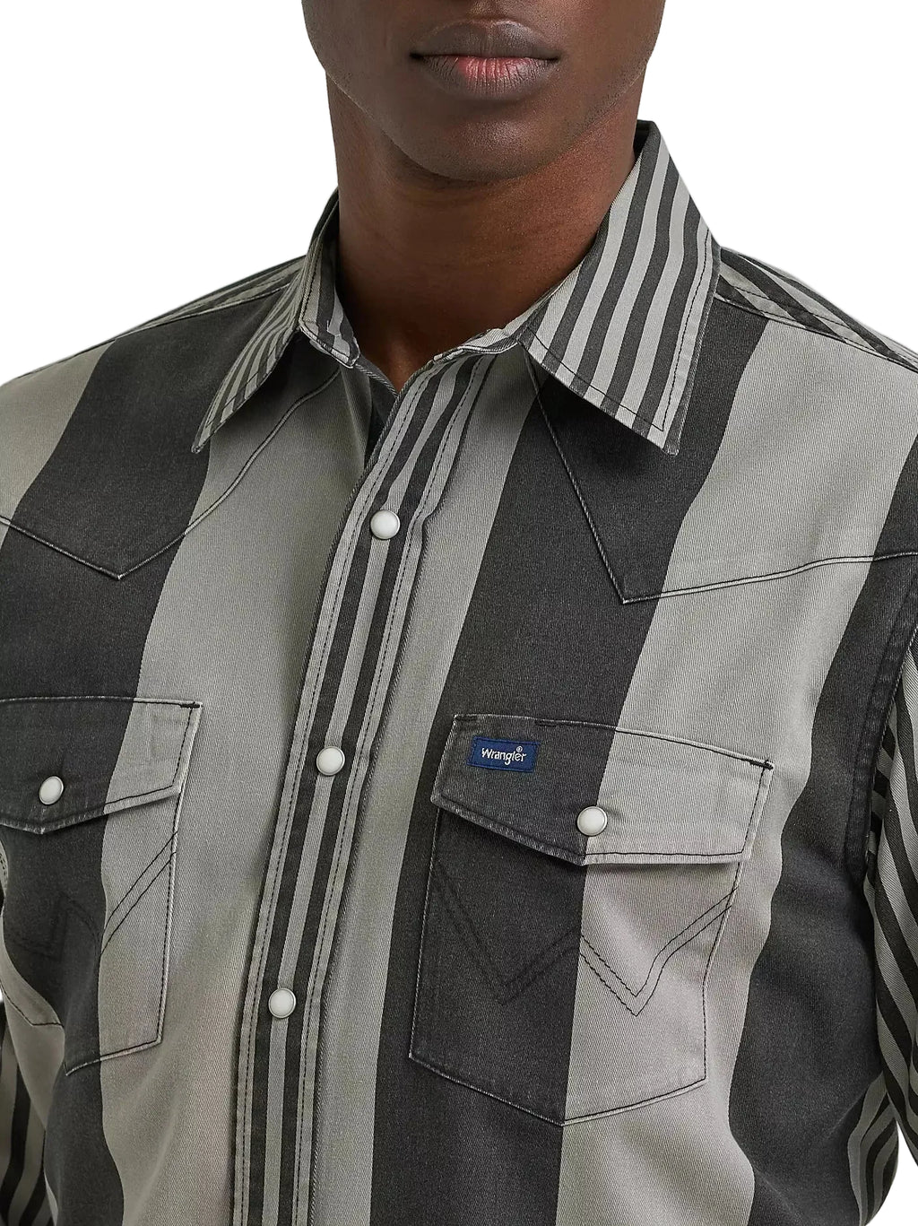 Wrangler Mens Vintage Stripe L/S Western Shirt (112381996) Smoky Stripes