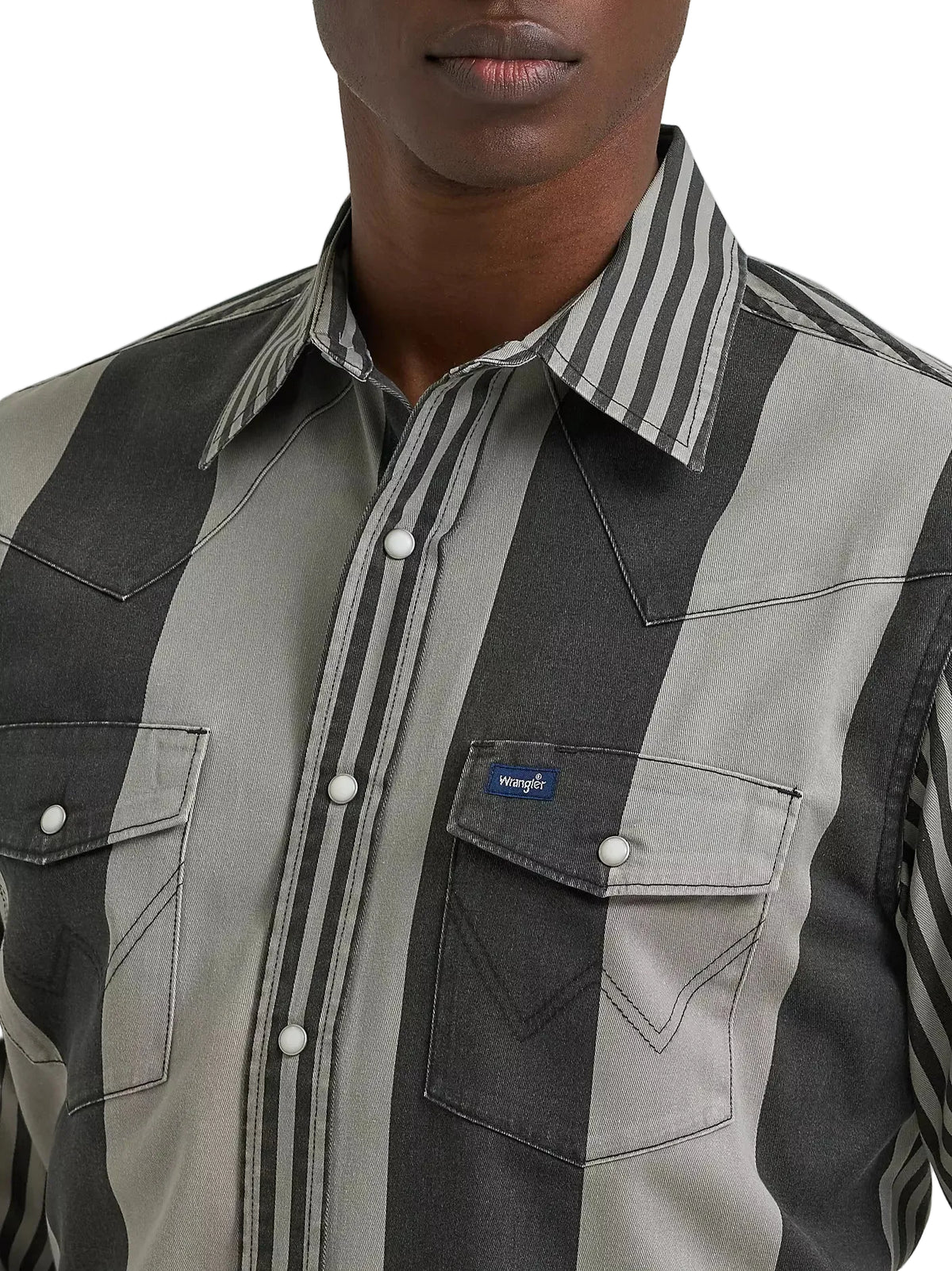 Wrangler Mens Vintage Stripe L/S Western Shirt (112381996) Smoky Stripes