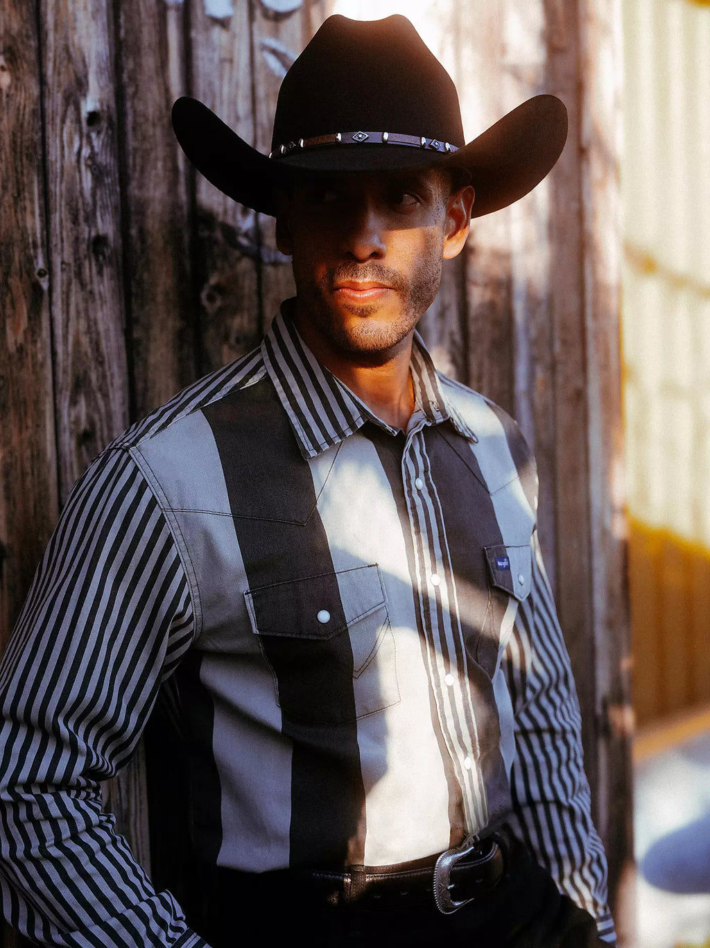 Wrangler Mens Vintage Stripe L/S Western Shirt (112381996) Smoky Stripes