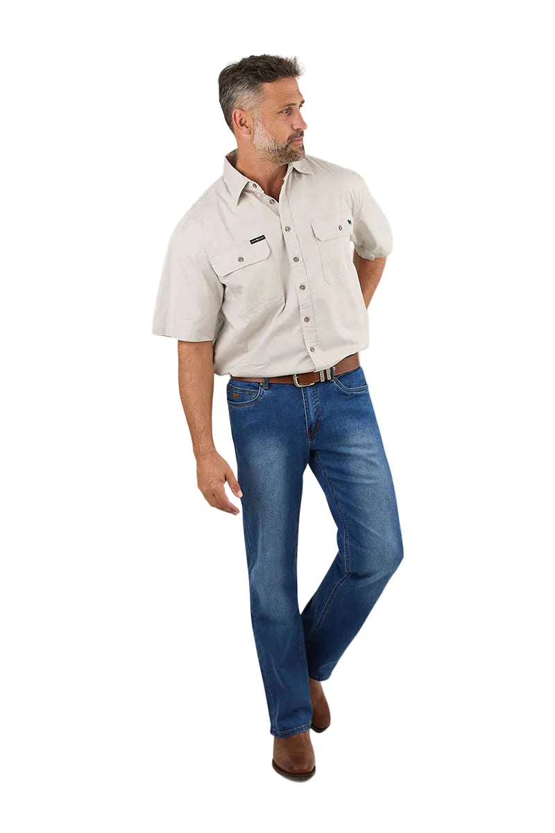 Ringers Western Mens Lake Argyle S/S Full Button Work Shirt (118110004) Beige