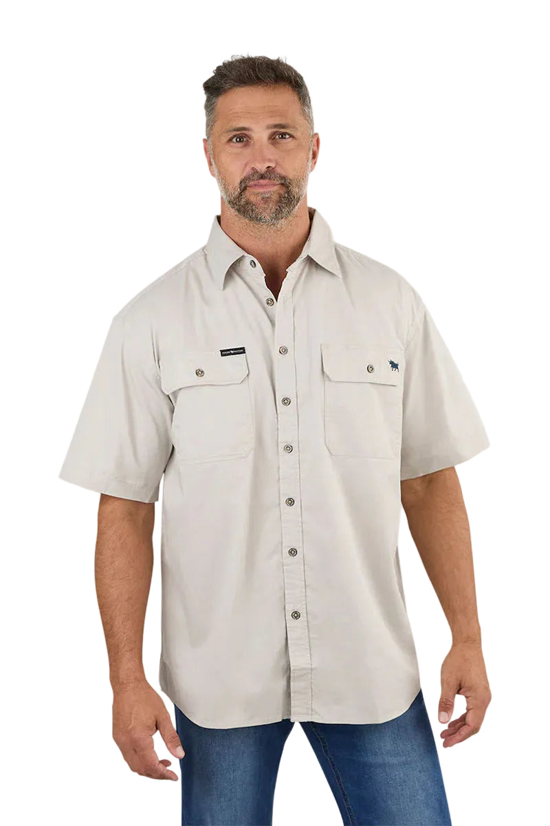 Ringers Western Mens Lake Argyle S/S Full Button Work Shirt (118110004) Beige