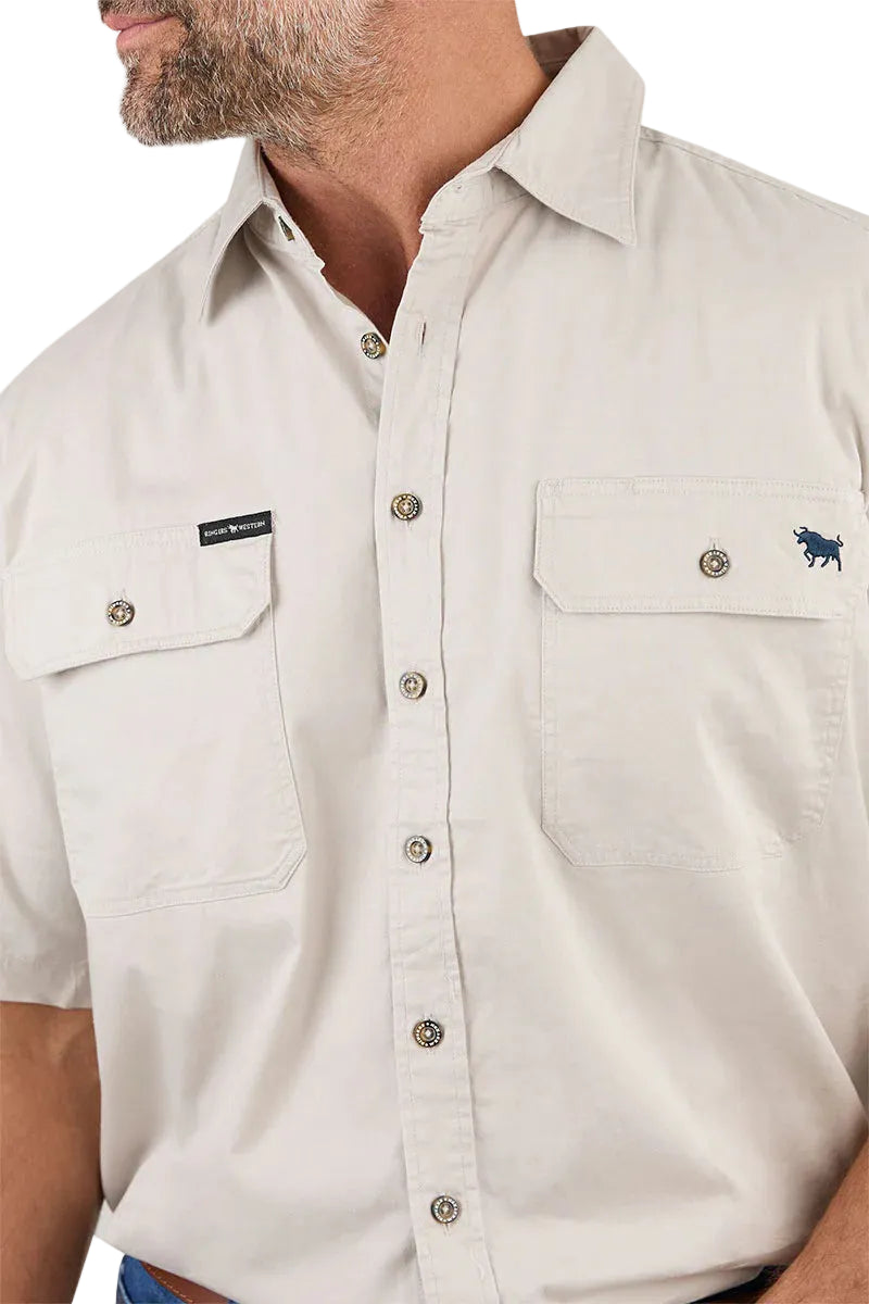 Ringers Western Mens Lake Argyle S/S Full Button Work Shirt (118110004) Beige