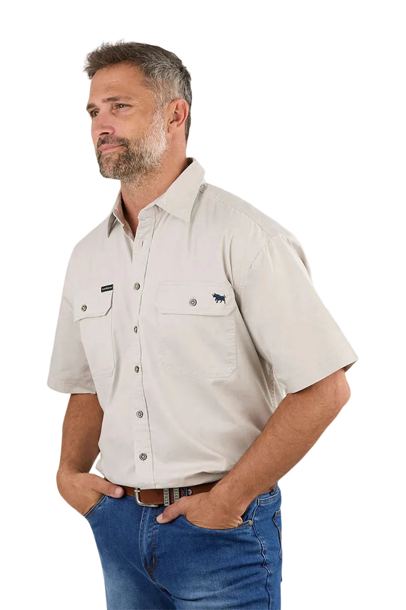 Ringers Western Mens Lake Argyle S/S Full Button Work Shirt (118110004) Beige